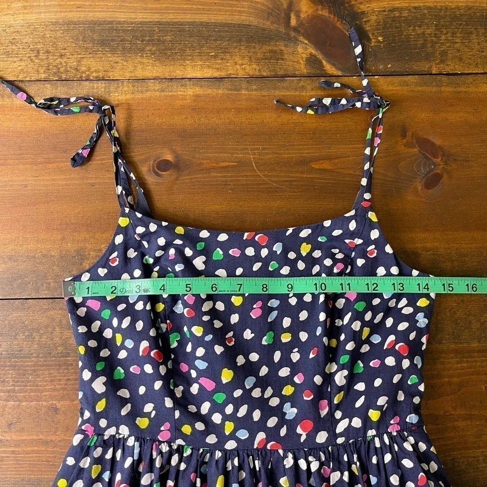 J. Crew Sundress Ratti Happy Cat Print Confetti Navy Blue Midi Dress Women's 00